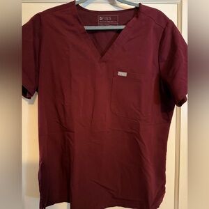 FIGS Catarina One Pocket Scrub Top L Burgundy Wine